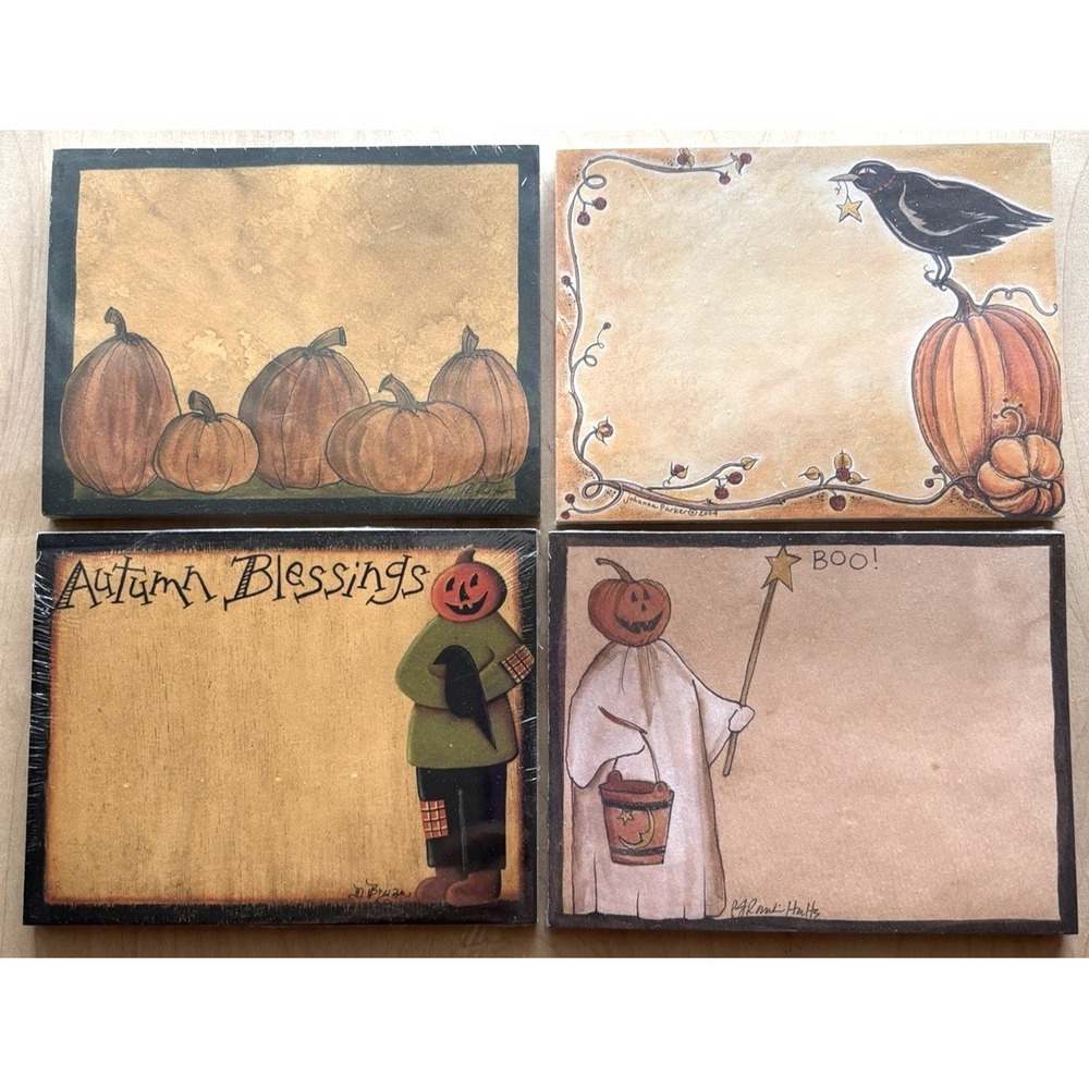 Primitives by Kathy Note Pad LOT of 4 NIP New Halloween Autumn JOL Folk Art #8